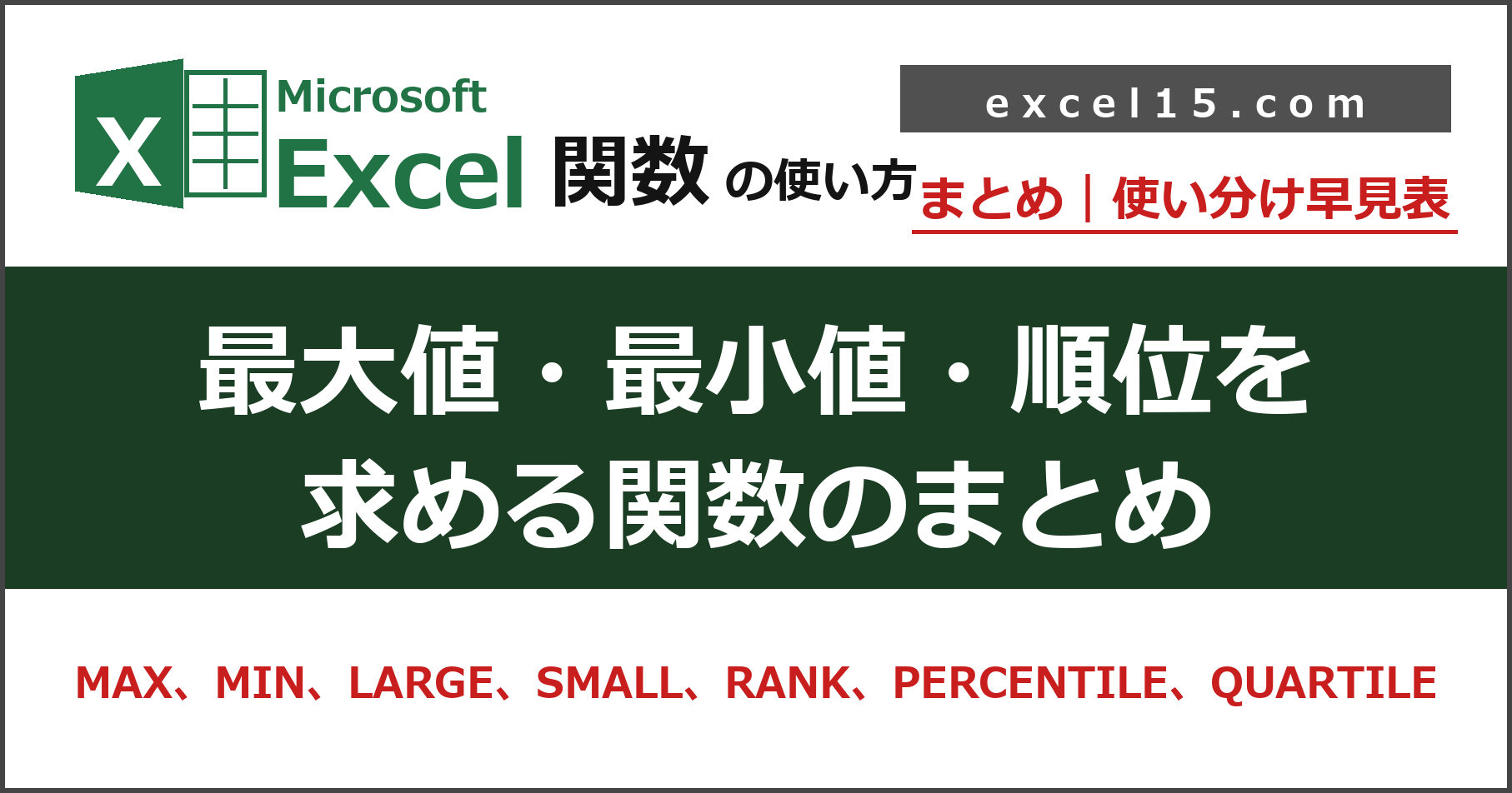 Excelで最大値・最小値・順位を求める関数まとめ|MAX・MIN・LARGE・SMALL・RANK