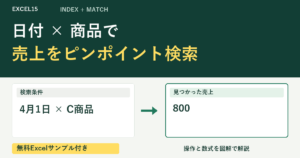 日付 × 商品で 売上をピンポイント検索。無料Excelサンプル付き。