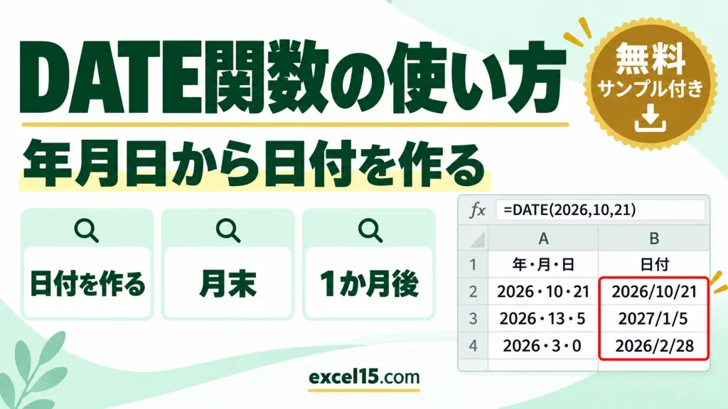 DATE関数の使い方｜年・月・日から日付を作る
