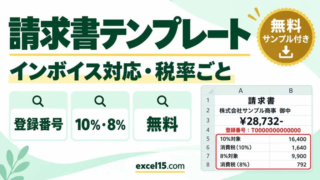 エクセルの請求書テンプレート｜インボイス対応・税率ごとの消費税を自動計算（無料）