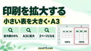 エクセルで印刷を拡大する方法｜小さい表を大きく・A3に拡大（拡大縮小の％）